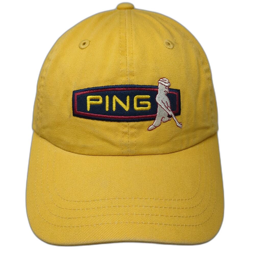 PING Baseball Cap Yellow One Size Strapback Embroidered Golfer Patch Cotton Hat